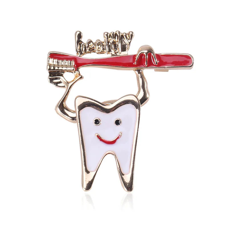 Cute Small Accessories Cartoon Brooch Pin Smile Teeth Brooches for Doctor and Nurse Clothes Decoration