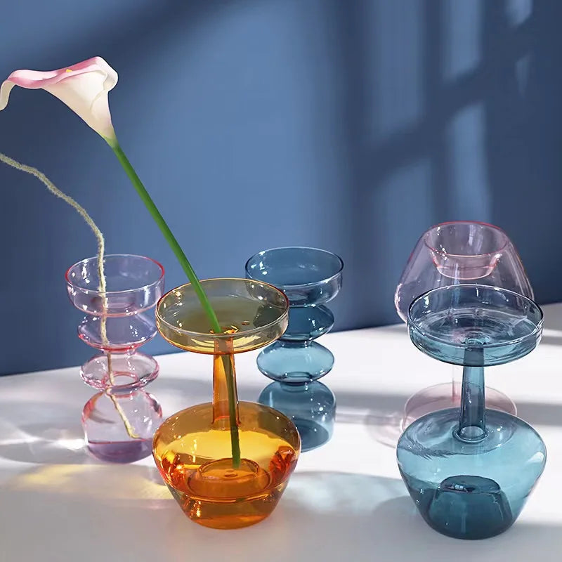 Wholesale Cheap Creative Design Colorful Modern Tabletop Decorative Flower Glass Vase