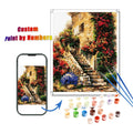 DIY 40x50cm Oil Painting by Numbers Landscape Flowers Villa Stairs Quality Acrylic Paint by Numbers Set