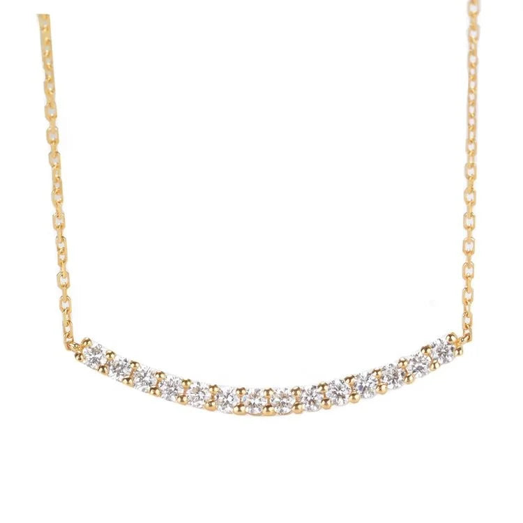 New Arrival Chain Necklace Luxury 18k Solid Gold Smile Pendant for Woman