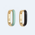 LOZRUNVE 925 Sterling Silver 18k Gold Vermeil Trendy Custom Enamel Oval U Shape Hoop Earring