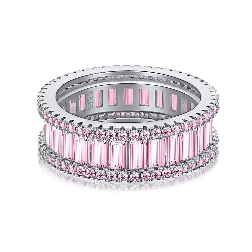 Hainon S925 Sterling Silver Micro-Encrusted Zirconium Ring Women's Fashion Luxury Engagement Ring Wedding Ring