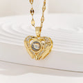 Duoying 100 Languages I Love You Necklace 9 Kinds Heart Shaped  Photo Projection Necklaces
