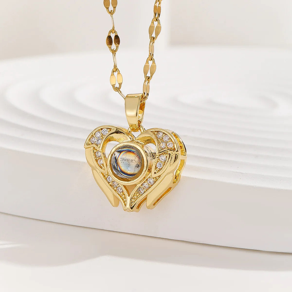Duoying 100 Languages I Love You Necklace 9 Kinds Heart Shaped  Photo Projection Necklaces