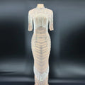 Bar Party Singer Club See Through Sexy Birthday Outfits Womenmesh Rhinestone Gown Dress