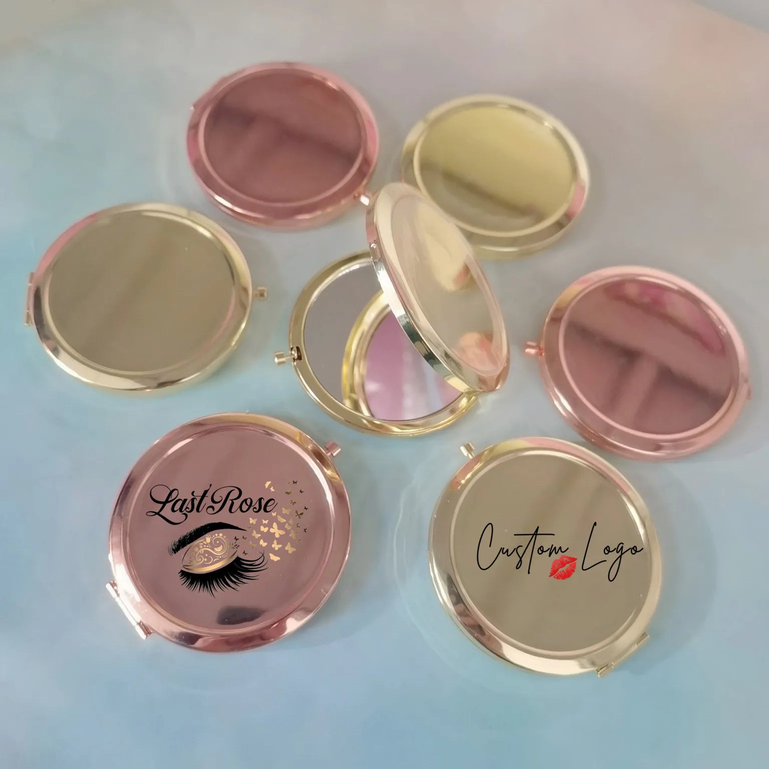 Cheap Price Wholesale Double Side Folded Mirror Round Mini Makeup Mirrors OEM Logo Branded Cosmetic Mirror