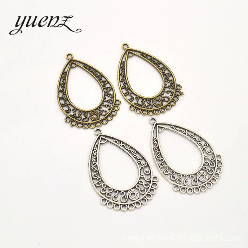YuenZ 2 Color Antique Silver Color Water Droplets Charms Fit for Earring Necklace DIY Metal Jewelry Making 43*28mm B106