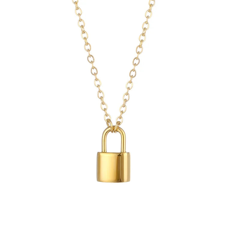 Wholesale Custom Stainless Steel Personalized Jewelry Necklace  Charm Blank Padlock Pendant Necklaces for Anniversary Gift