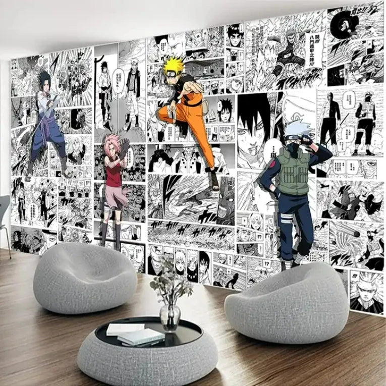 Ninja Japanese Anime 5D Floral Wallpaper for Living Room Waterproof and Anti-Static Wall Paper Design
