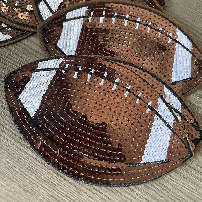 Hot Selling American Football Patch Sequin Iron on Women Man DIY Game Day Sequin Football Patch for Sport Team Clothing Bag