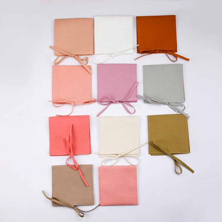 Lancui Pochon Bijoux Custom Logo Luxury Jewellery Packaging Small Microfiber Envelope Flap Jewelry Pouch Bag With Logo