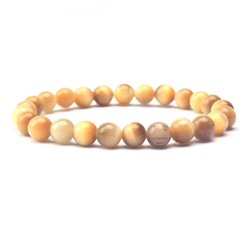 Luxury Custom logo 8mm Gold Bali Bead Mens Natural Stone Premium Red Green pink tiger Eye Bracelet