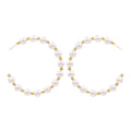New Fashion Large Gold Plated Imitation Pearl Hoop Earrings Vintage Style Brass Jewelry Korea-inspired Gift for Women