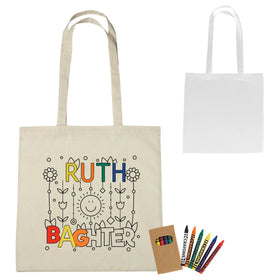 Ruthbag Canvas Medium Shoulder Strap Reusable Tote Bag Organic Coloring Crayons Customizable Logo Cartoon Pattern for Shopping