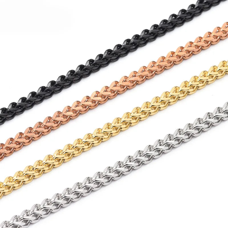 New Wholesale Hip Hop Mens Charm Chain 18k Gold Plated 2/3/4/5/6/8mm Franco Chain Stainless Steel Necklace