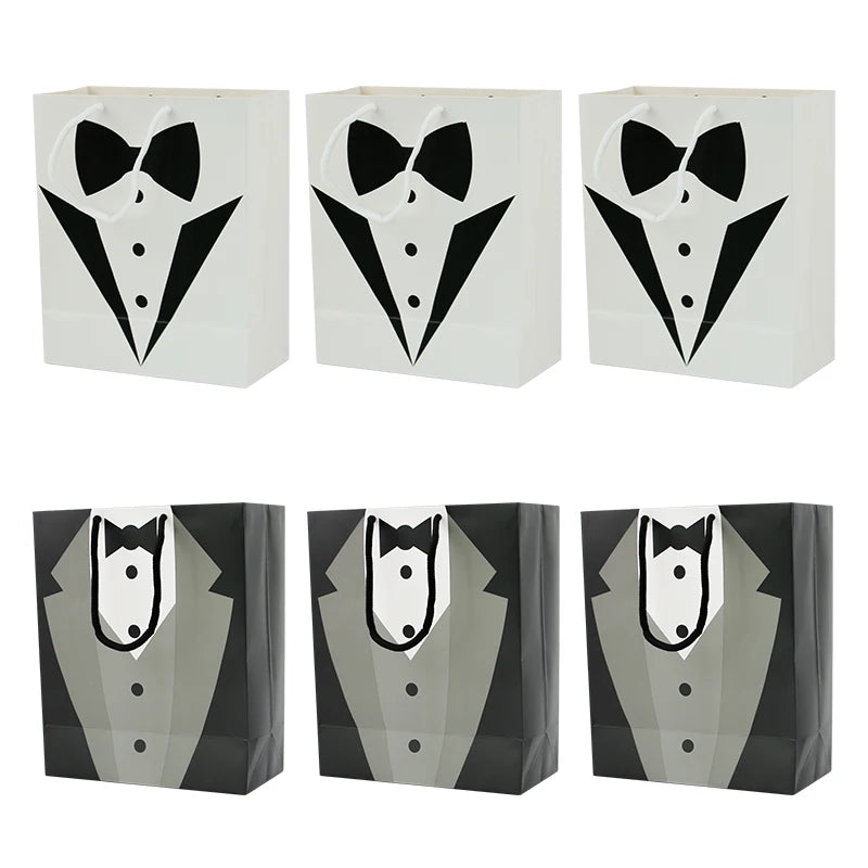 Groomsmen Gift Packaging Bags Wedding Party Favour Tuxedo Treat Bags Present Wraps for Father's Birthday Anniversary Goodies