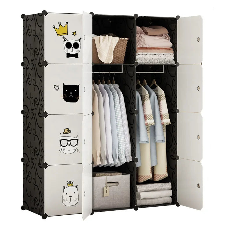 Modern 12-Door Foldable Extendable Portable Plastic Wardrobe Bedroom Furniture Home Hospital Living Room School Workshop Use