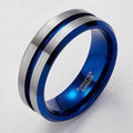OAHLAN High Quality Fashion Jewelry 8mm Brushed Thin Blue Line Grooved Tungsten Carbide Rings for Men Wedding Gift Dropshipping