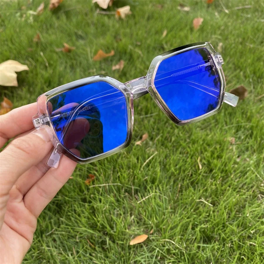 Photochromic Lenese Anti Blue Light TR90 Spring Hinge Irregular Big Size Lunette Photogrey Women Computer Photogray Glasses