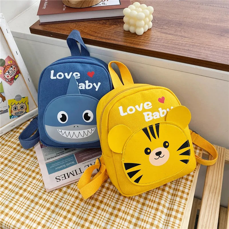 Children's Canvas Backpack Cartoon Cute Boy Girl Backpack Baby Kindergarten Bag