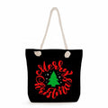 Custom Christmas Printed Handbags Manufacturers Hot Sell Logo Fashionable Zipper Closure Shoulder Tote Beach Bag