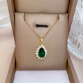 Emerald Necklace Female Zircon Crystal Necklace Female Retro Fashion Versatile Temperament Jewelry Necklace Female