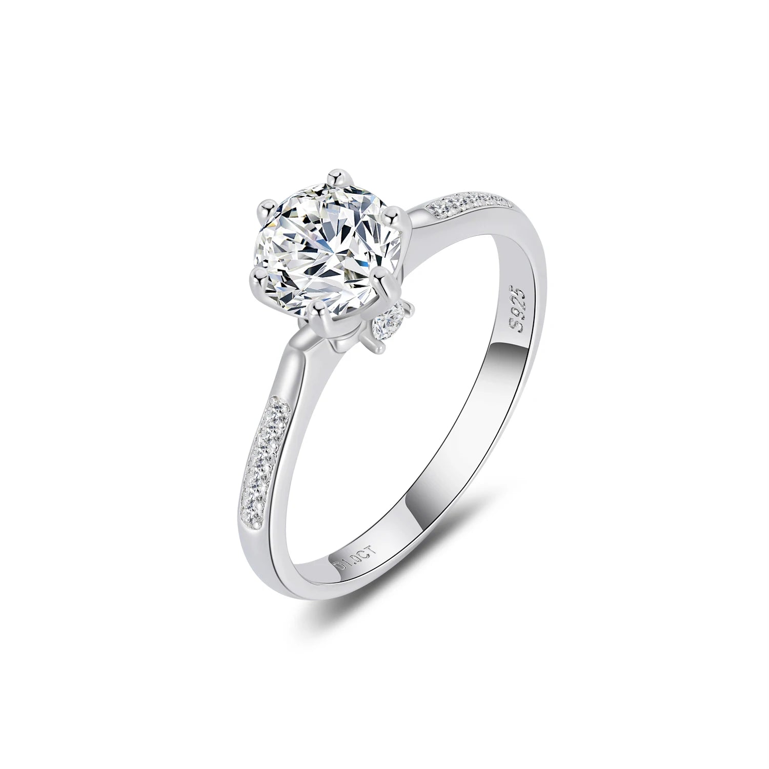 YBO Custom Simple Wedding Engagement Rings S925 Pure Silver Moissanite Diamond Cubic Zircon Trendy Style for Girls for Parties