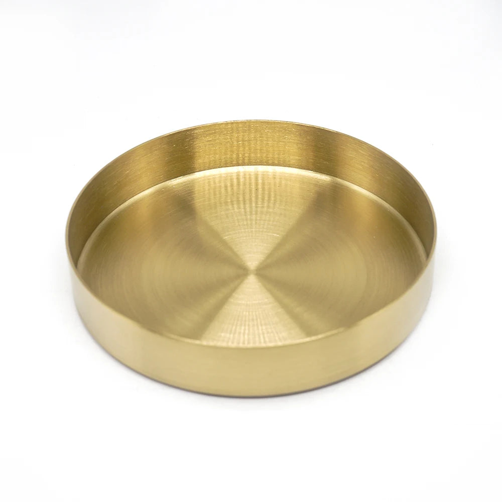 Advanced Luxury Storage Tray Jewelry Ornaments Metal Round Tray Household Stainless Steel Gold Storage Tray
