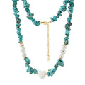 ACME 925 Silver  14k Gold Plated Irregular Turquoise Natural Stone  Shell Pearls Beaded Minimalist Necklaces Summer Holiday