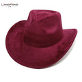 Landfond Accessory Large Brim Cowboy Felt Fedora Jazz Hat Eco-friendly Retro Minimalist Winter Party Outdoor Casual