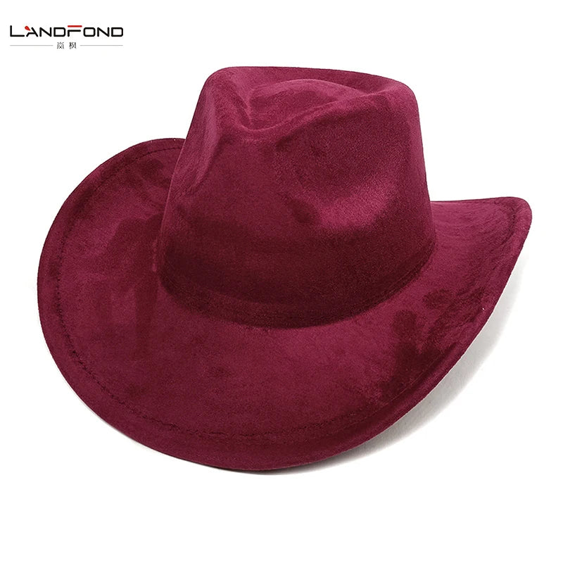 Landfond Accessory Large Brim Cowboy Felt Fedora Jazz Hat Eco-friendly Retro Minimalist Winter Party Outdoor Casual