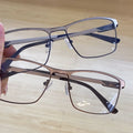 2024 Newest Unique Design Prescription Luxury Square Half Frame Metal Business Men Optical Glasses