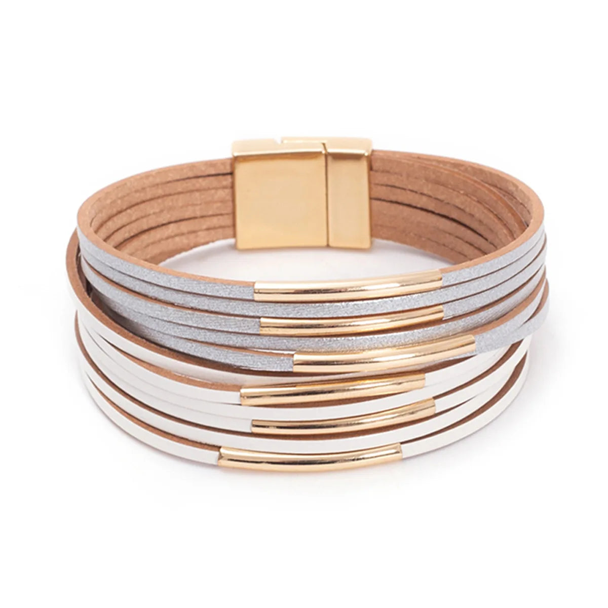 Multilayer Leather Bracelet For Women Magnet Clasp Charm Braided Wide Wrap Bracelets Bangles Female Bohemian Style Jewelry