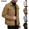 PASUXI 2026 Custom Men's Single Button Slim-Fit Canvas Fleece Jacket Long Sleeve Knitted Sweater for Spring Solid Quick-Dry MegaBDM