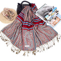 Manufacturers Wholesale Ethnic Wind Long Scarf Large Jacquard Tassel Cotton Polyester Women Shawl 175*70cm Dual-purpose Scarf