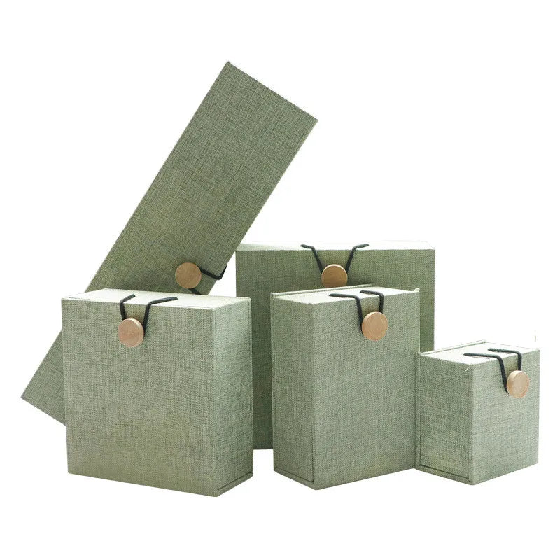 Custom Green Luxury Jewelry Storage Box Packaging Gifts Smooth Surface Perfume Decorated Gift Ribbon Box with Lids