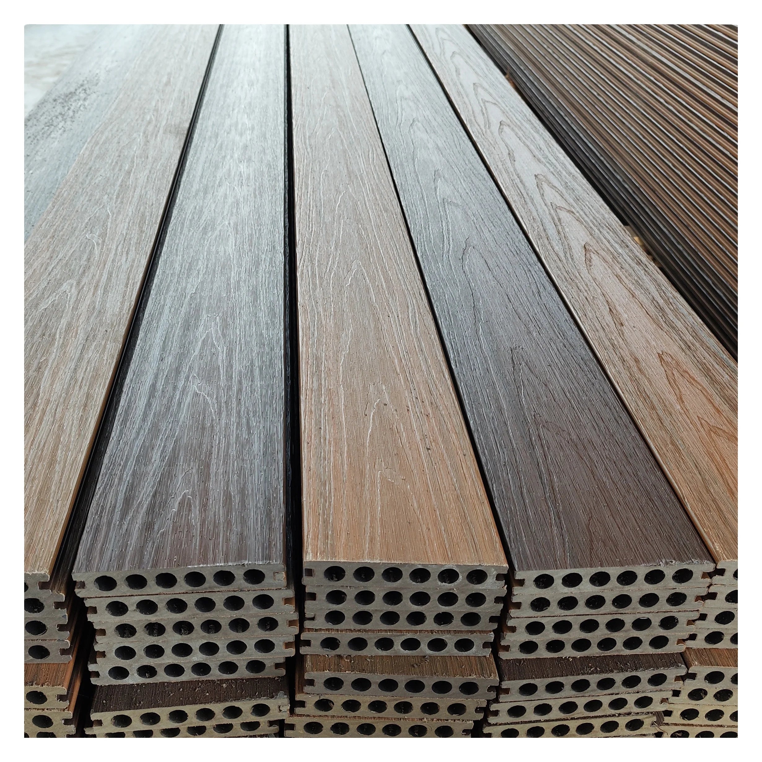 Outdoor Click-Install 3D Embossed WPC Decking Square Wood Timber Composite Plank for Kitchen Park Pool Garden Waterproof