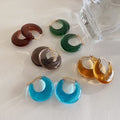 ROMANTIC Newest Colorful Acrylic Hoop Earrings Transparent Semi Round Circle Resin Earrings for Women