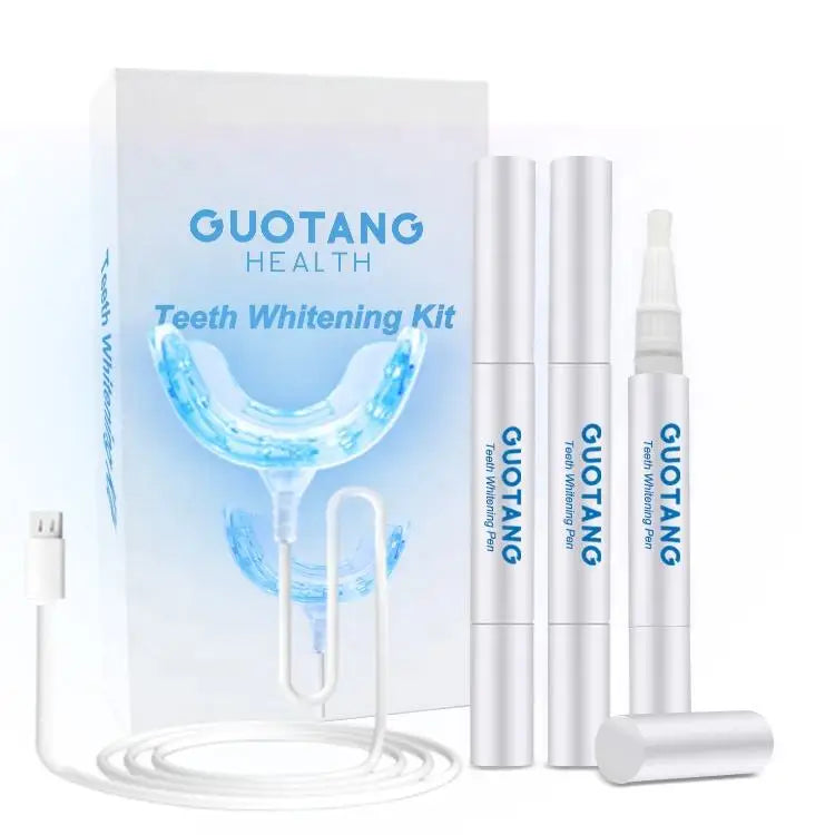 Free Sample Private Label Non Peroxide Pen Best Led Light Machine Customized Logo Home Office Whitening USB Teeth Whitening Kit