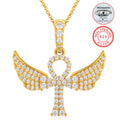 Drop Shipping Hip Hip Jewelry 925 Sterling Silver VVS Moisasnite Diamond Wing Ankh Cross Pendant Necklace