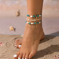 3Pcs/Set Trendy Turquoise Conch Seed Beaded Anklet for Women Summer Ladies Wear Ankle Bracelet Fashion Jewelry Accessories Gifts