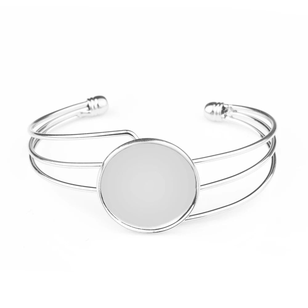 25mm Adjustable New Design Glass Cabochon Tray Cuff Charm Alloy Bracelet Jewelry