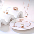 Cute Design 4-Piece 925 Sterling Silver Jewelry Set Fashion Bear Pendant for Lover Girl for Engagement Anniversary Zircon