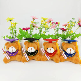 7cm Wholesaler Cute Mini Graduation Bear Plush Keychain Stuffed Animals Doll Graduation Small Size Teddy Bear Keychain Plush Toy