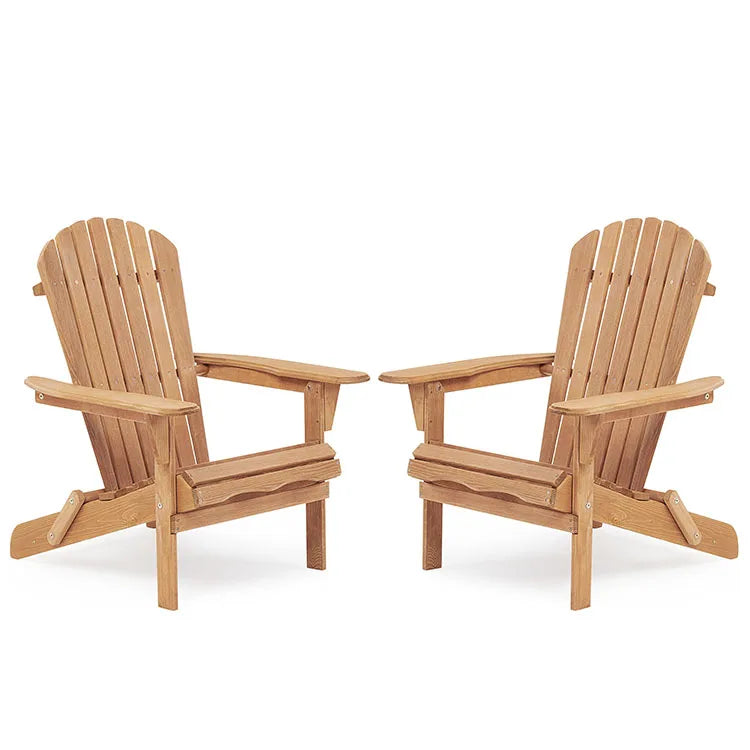 Custom Outdoor Adirondack Chair Set 2 Folding Wooden Solid Wood Eco-Friendly Patio Lounger Armchair Half-assembled Garden Chair