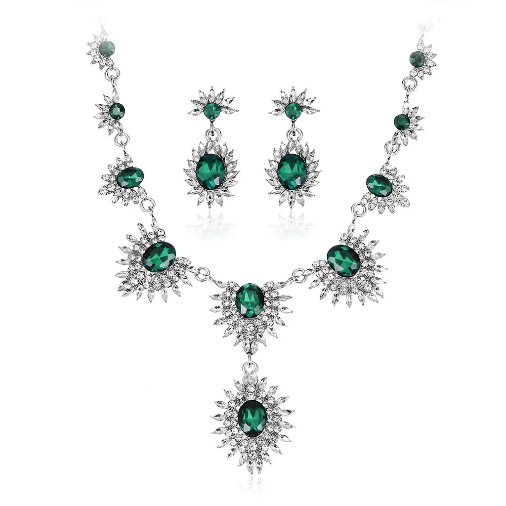 Personalized Diamond Palestine Custom Crystal Wedding Necklaces Earring Fashion Fine Jewelry Bridal Necklace Sets for Women