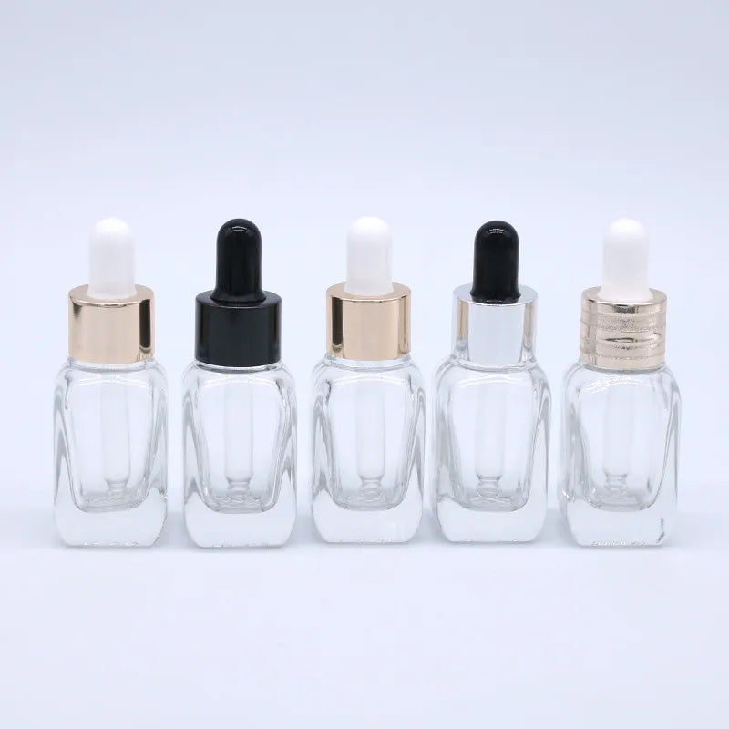 10ml square Glass Eyedropper Bottle Cosmetics Perfume Essence Packaging Transparent Eyedropper Bottle