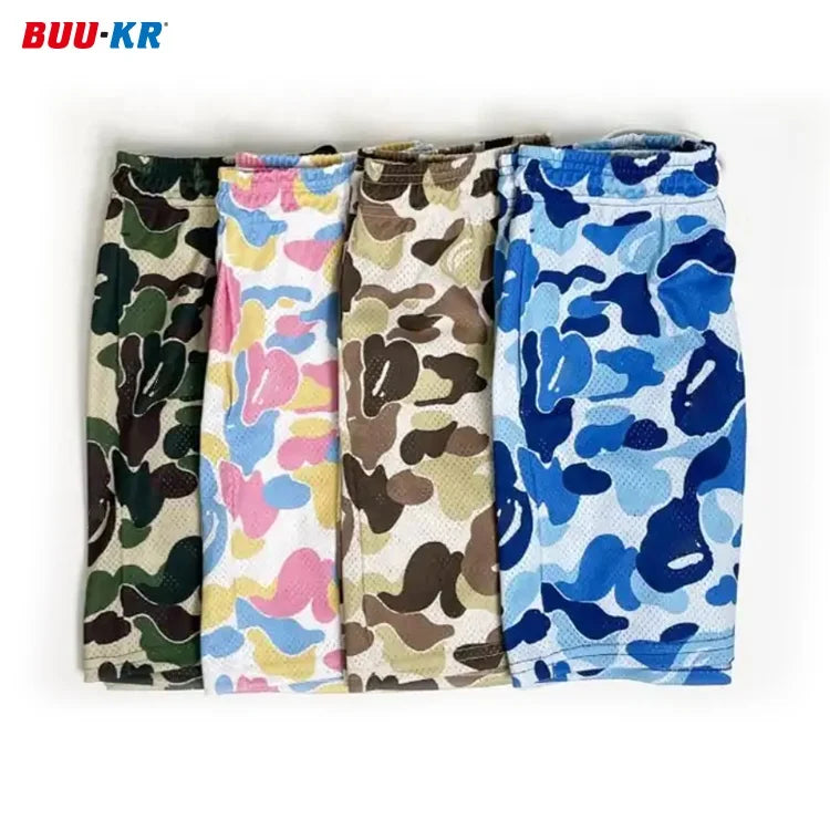 Buker Mesh Shorts Custom 5 Inch Inseam Free SamplesStreetwear Graphic Printed Designer Men'S Mesh Camo Shorts