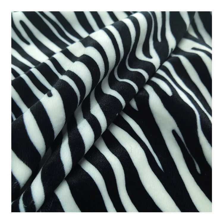 Stripe Sofa Plush Comfortable Tactility Zebra Print Knitted Polyester Spandex Velvet Fabric for Cushion Cover Home Textile