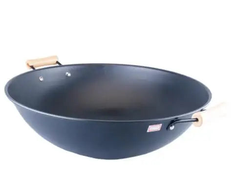 Wholesale Large Iron Wok Old Two-ears Round Bottom Morie Pattern Iron Pot Commercial Cooking Non-stick Uncoated Wok